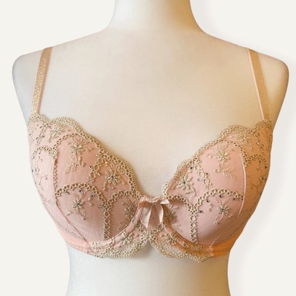 Victoria’s Secret Lined Demi Lace Embroidered Bra 32DD